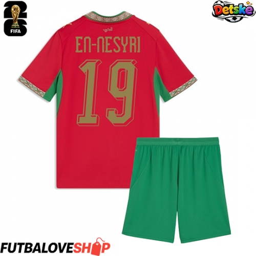 Dres Maroko Youssef En-Nesyri #19 Domáci pre deti MS 2026 Krátky Rukáv (+ trenírky)